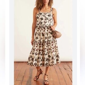 ULLA JOHNSON
Adyna Pleated Square-Neck Midi Dress